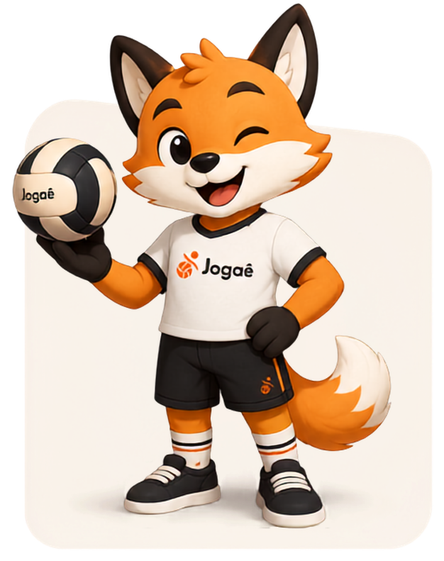 Mascote do Jogaê segurando uma bola